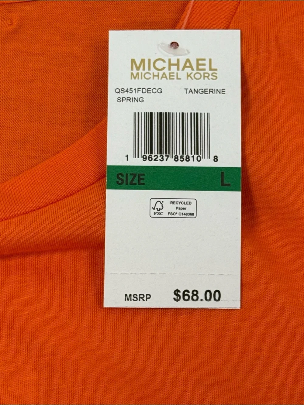 Michael Kors Orange Short-Sleeve Tee with White MK Logo